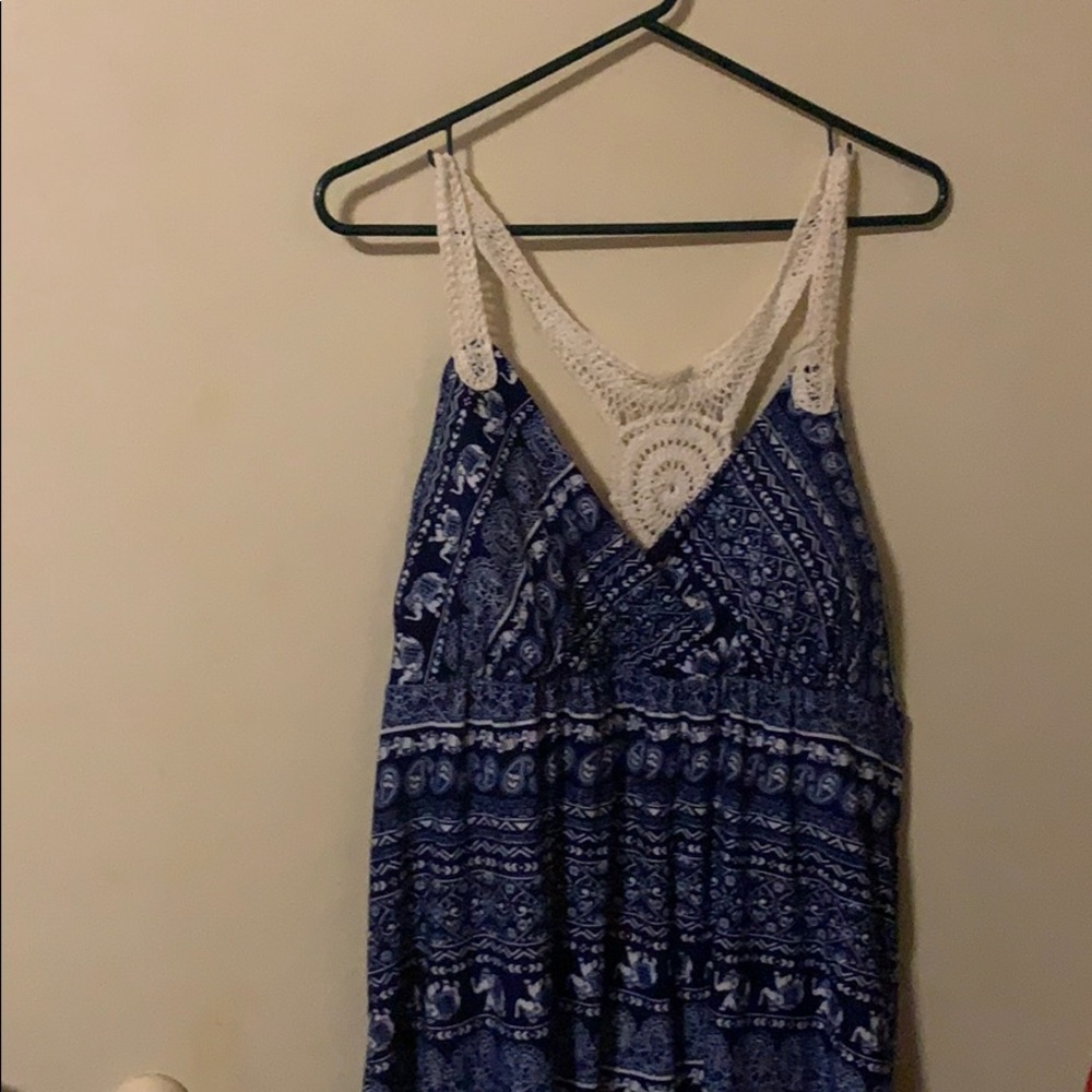 Blue elephant detail summer dress